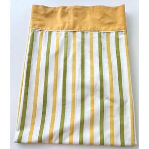 Vintage 1970s top/ flat sheet, yellow, white, green stripes, Cannon Monticello